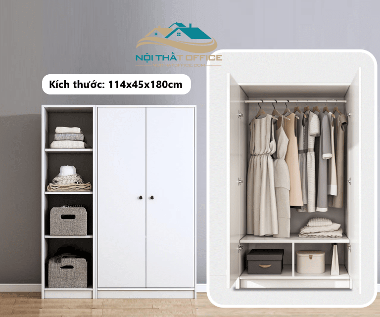 Tủ quần áo phòng ngủ TQA-03 kích thước 114 x 45 x 180cm