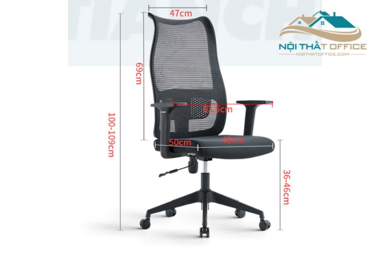 Ghế xoay làm việc văn phòng có kích thước chuẩn ghế công thái học