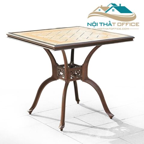 Bàn Sân Vườn Mặt Đá Khung Nhôm Đúc BNT-039