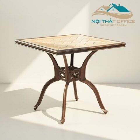 Bàn Sân Vườn Mặt Đá Khung Nhôm Đúc BNT-039