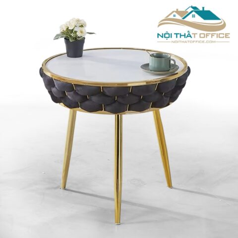 Bàn Tròn Cafe Khung Thép Xi Mạ Vàng BCF-046