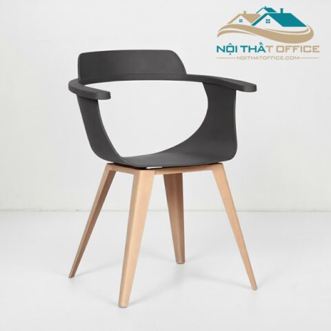 Ghế Cafe Nhựa Chân Sắt Sơn Giả Gỗ GCF-083