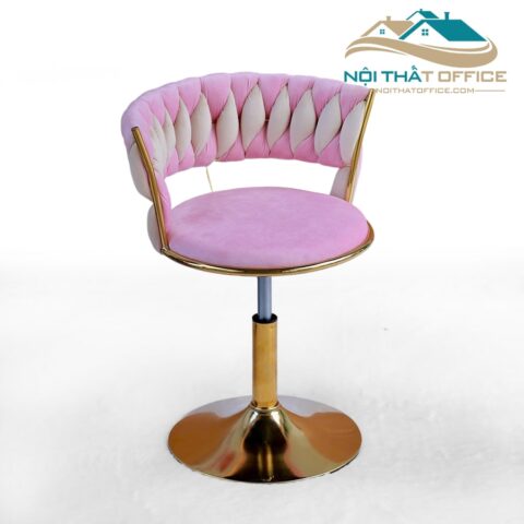 Ghế Xoay Spa Khung Mạ Vàng Vải Nhung GSPA-036